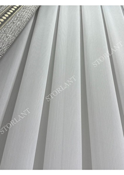 Efsun Gri Bambu Serpme Tül Perde Ütü Gerektirmeyen Kalın Kumaş 275 x 270 cm