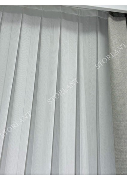 Efsun Gri Bambu Serpme Tül Perde Ütü Gerektirmeyen Kalın Kumaş 275 x 270 cm