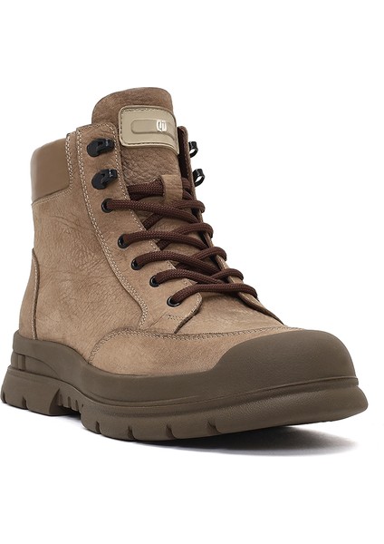 Erkek Vizon Bağcıklı Fermuarlı Nubuk Deri Casual Bot 25WFD6426V3