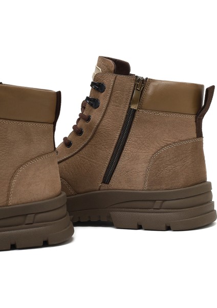 Erkek Vizon Bağcıklı Fermuarlı Nubuk Deri Casual Bot 25WFD6426V3
