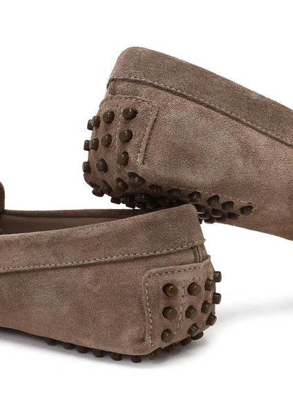 Kadın Vizon Püsküllü Süet Deri Loafer 25AFD290510