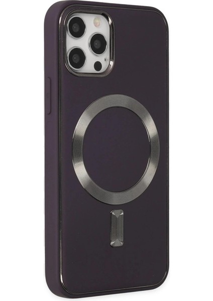 iPhone 12 Pro Max Kılıf Coco Deri Magneticsafe Silikon - Derin Mor fiyatları