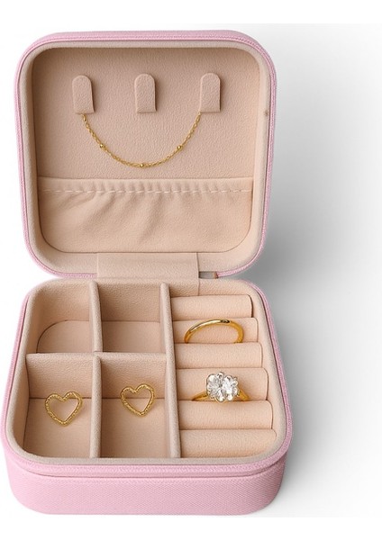 Çift Gözlü Seyahat Tipi Takı Kutusu Pembe fiyatları