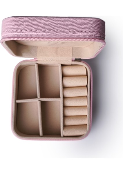Çift Gözlü Seyahat Tipi Takı Kutusu Pembe