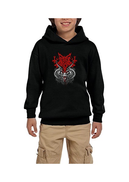 Dark Funeral Demon Head Siyah Çocuk Kapşonlu Sweatshirt