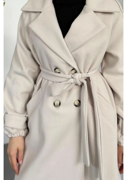 Glaze Astarlı Kolları Büzgülü Kaşe Tesettür Kaban- Bej Standart (38-44 Uyumlu) fırsatları