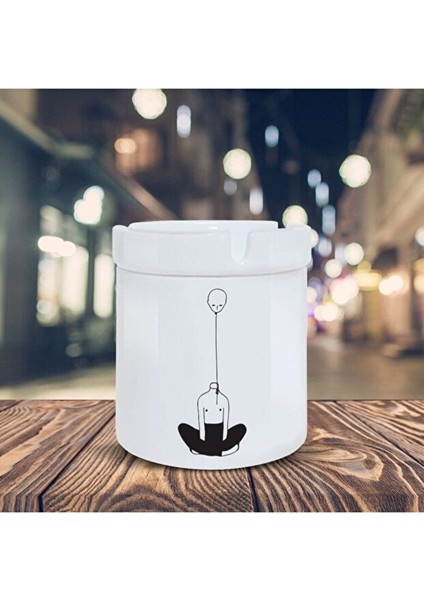 Balon Kafa Insan Küllük Illüstrasyon Baskılı Kül Tablası