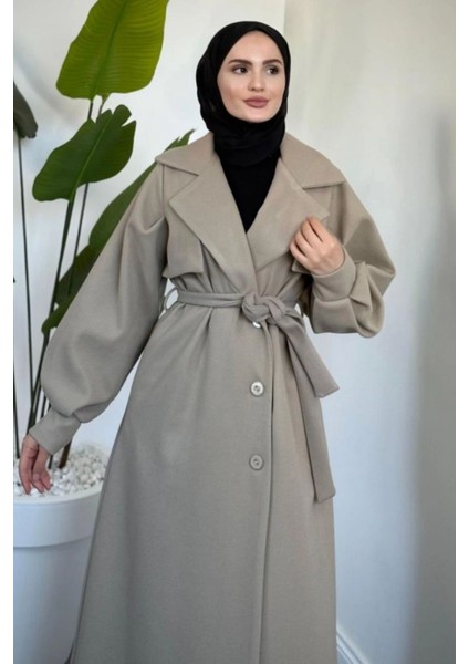 Danisa Cepkenli Astarlı Balon Kol Tesettür Kaban- Vizon fiyatları