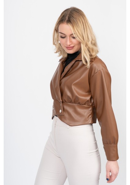 Chromeedge Asymmetric Leather Blouse – 7759 modelleri