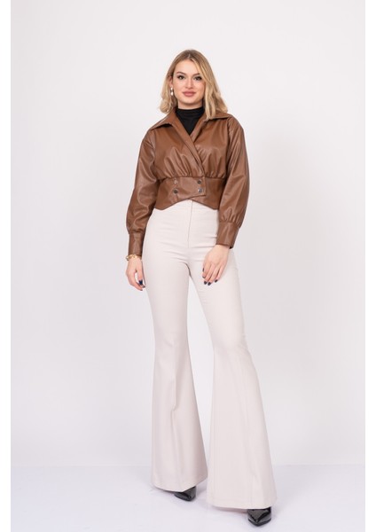 Chromeedge Asymmetric Leather Blouse – 7759 indirimleri