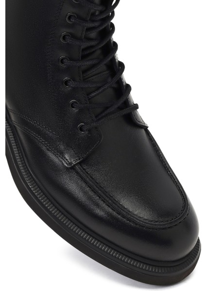 Erkek Siyah Bağcıklı Fermuarlı Deri Casual Bot 25WFD8201FT