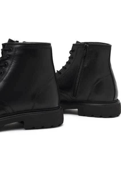 Erkek Siyah Bağcıklı Fermuarlı Deri Casual Bot 25WFD8201FT