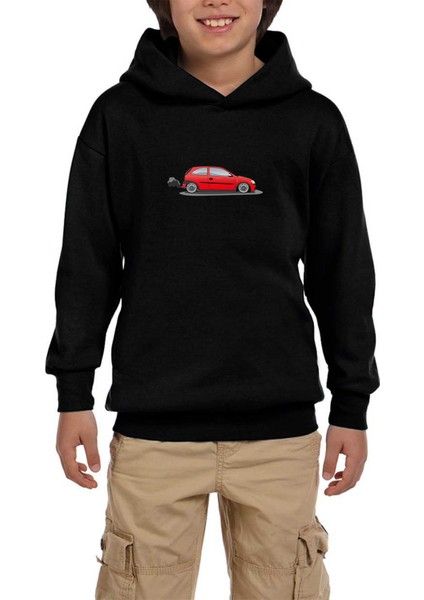 Opel Corsa Red Siyah Çocuk Kapşonlu Sweatshirt