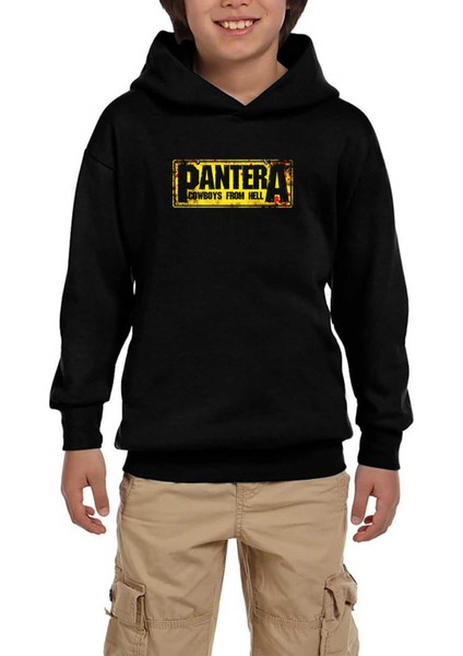 Pantera Cowboys From Hell Text Siyah Çocuk Kapşonlu Sweatshirt