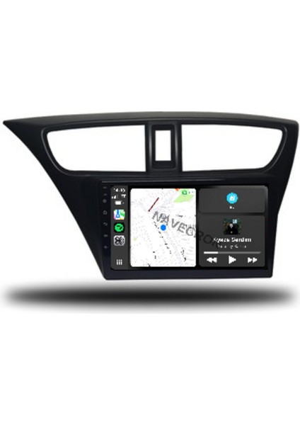 Honda Cıvıc Hb 2013-16 9" Uyumlu Android Multimedia Gerçek 4/64 Kablosuz Carplay Geri Görüş Kameralı