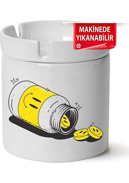 Retro Baskılı Porselen At-Söndür Küllük