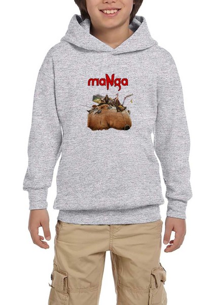 Manga Antroposen Gri Çocuk Kapşonlu Sweatshirt