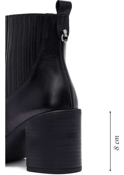 Kadın Siyah Kalın Topuklu Deri Chelsea Bot 25WFD132518 fiyatları