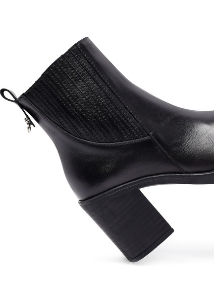 Kadın Siyah Kalın Topuklu Deri Chelsea Bot 25WFD132518