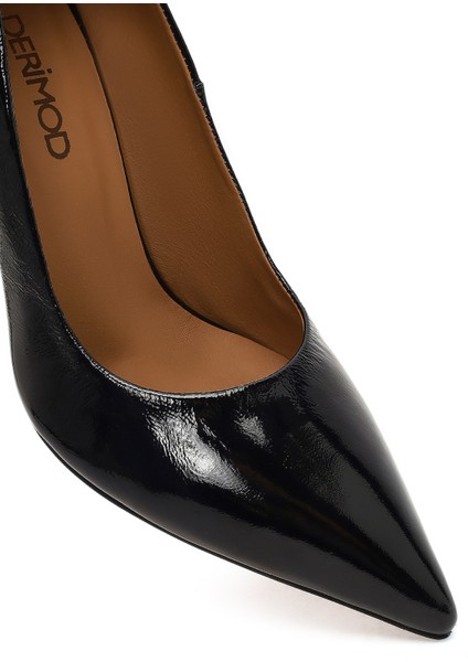 Kadın Siyah Ince Topuklu Rugan Deri Stiletto 25AFD130616