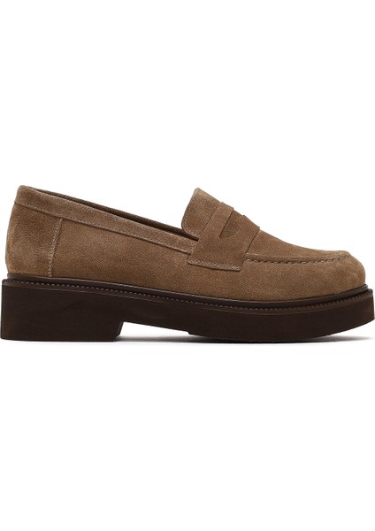 Kadın Vizon Süet Deri Loafer 25AFD130310