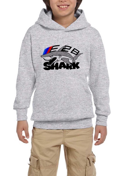 Bmw E28 Shark Gri Çocuk Kapşonlu Sweatshirt