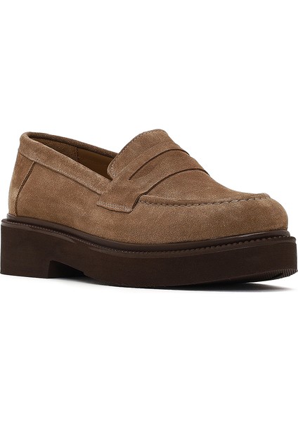 Kadın Vizon Süet Deri Loafer 25AFD130310