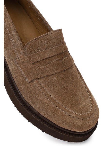 Kadın Vizon Süet Deri Loafer 25AFD130310