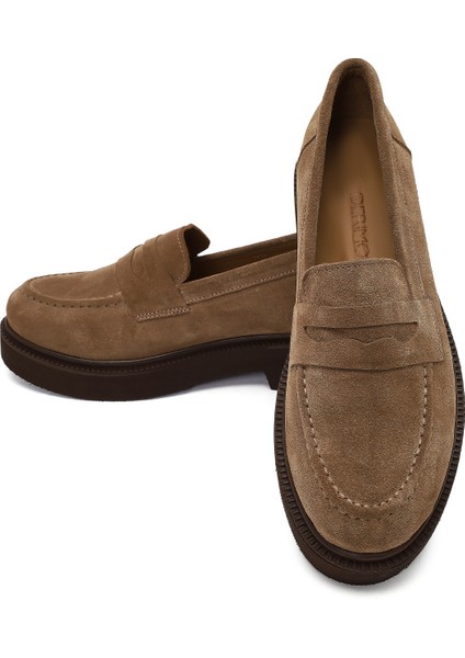 Kadın Vizon Süet Deri Loafer 25AFD130310