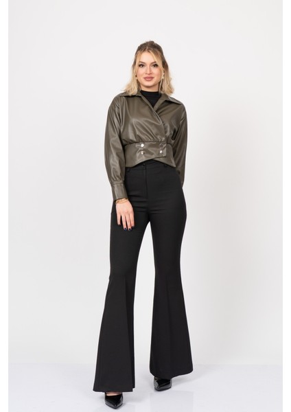 Chromeedge Asymmetric Leather Blouse – 7759