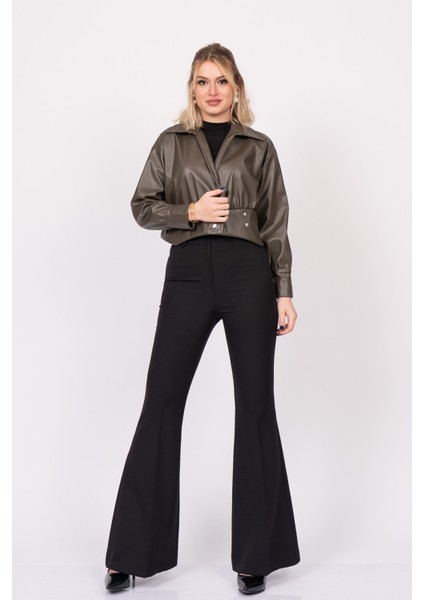 Chromeedge Asymmetric Leather Blouse – 7759 modelleri