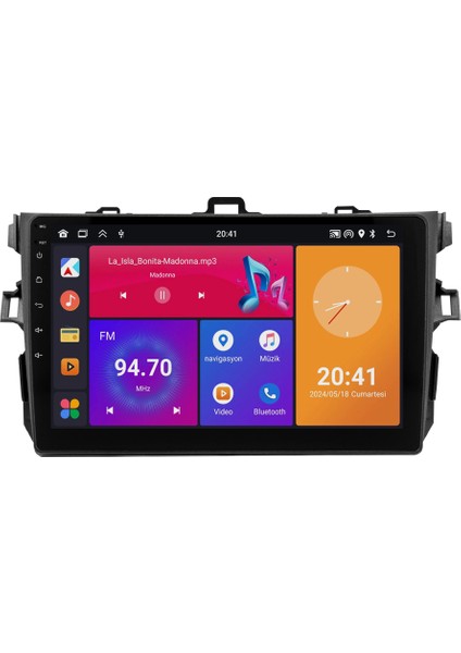 Toyota Corolla Android Multimedya Ekran (2008-2012) | 2gb/4gb/8gb Ram – Carplay – Android Auto – Navigasyon – Google Play – Geri Görüş Kamerası – Soket Sokete Uyumlu