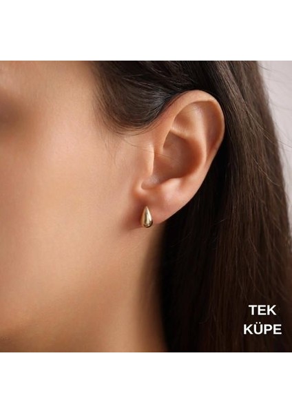 14 Ayar Altın Mini Tekli Damla Küpe