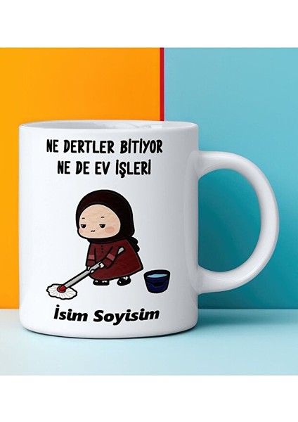 Esprili Kupa Bardak Ne Dertler Bitiyor Nede Ev Işleri Tasarımlı Komik Kupa Bardak