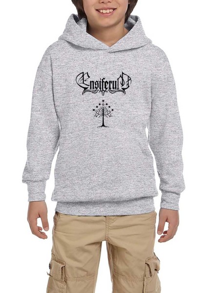 Ensiferum Tree Of Life Gri Çocuk Kapşonlu Sweatshirt