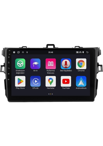 Toyota Corolla Android Multimedya Ekran (2008-2012) | 2gb/4gb/8gb Ram – Carplay – Android Auto – Navigasyon – Google Play – Geri Görüş Kamerası – Soket Sokete Uyumlu modelleri