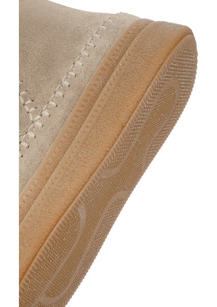 Kadın Bej Fermuarlı Kalın Tabanlı Süet Deri Teddy Bot 25WFD205110