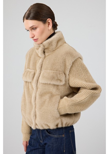 Cortina Kadın Bej Kısa Teddy Mont 25WGP5312FX fiyatları