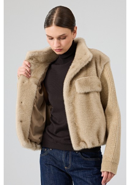Cortina Kadın Bej Kısa Teddy Mont 25WGP5312FX