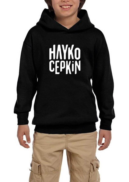 Hayko Cepkin Text Siyah Çocuk Kapşonlu Sweatshirt