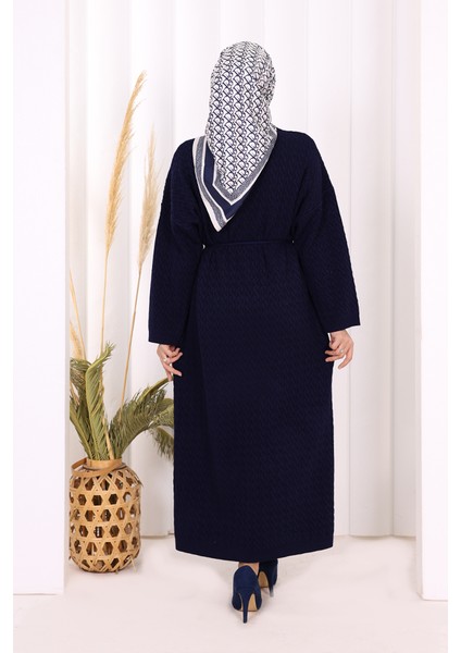 Örgülü Desenli Triko Elbise 18341 Lacivert indirimleri