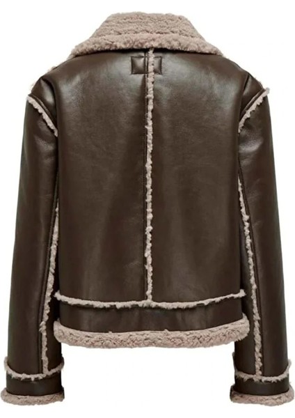 15325920 Kadin Deri Ceket - Kahverengi modelleri