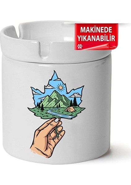 Kamp, Karvan, Doğa Baskılı Porselen At-Söndür Küllük