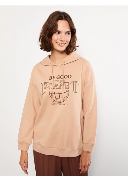 Lcw Vision Kahverengi Baskılı Kadın Kalın Hoodie fiyatları