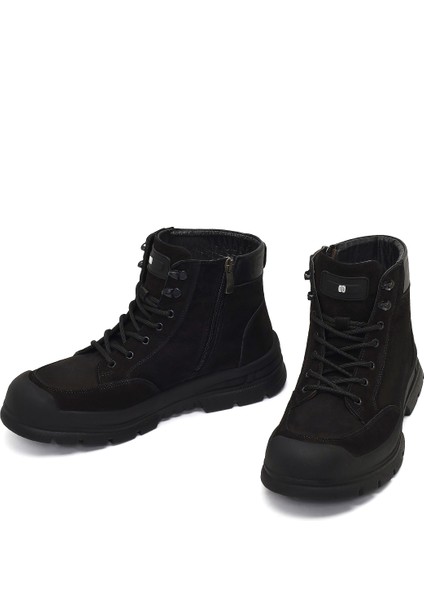 Erkek Siyah Bağcıklı Fermuarlı Nubuk Deri Casual Bot 25WFD6426V3 modelleri