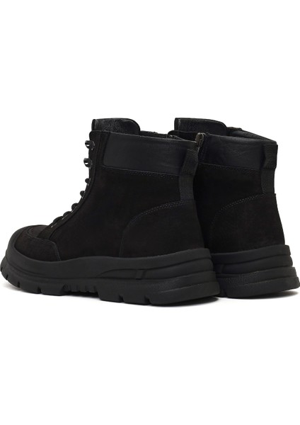 Erkek Siyah Bağcıklı Fermuarlı Nubuk Deri Casual Bot 25WFD6426V3