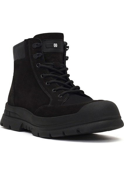 Erkek Siyah Bağcıklı Fermuarlı Nubuk Deri Casual Bot 25WFD6426V3