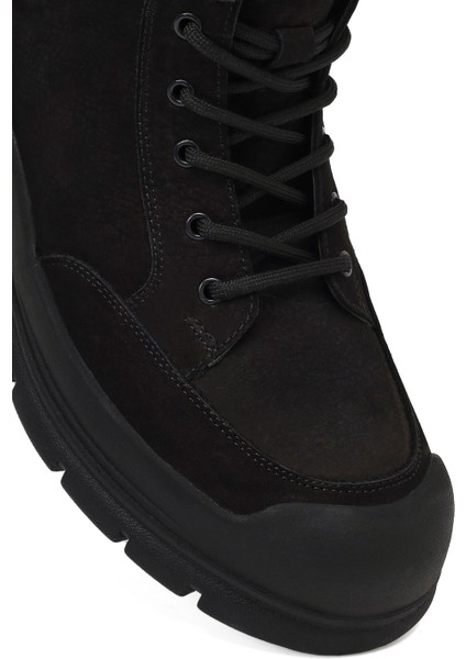 Erkek Siyah Bağcıklı Fermuarlı Nubuk Deri Casual Bot 25WFD6426V3