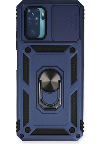 Xiaomi Redmi Note 10 Kılıf Pars Lens Yüzüklü Silikon - Lacivert