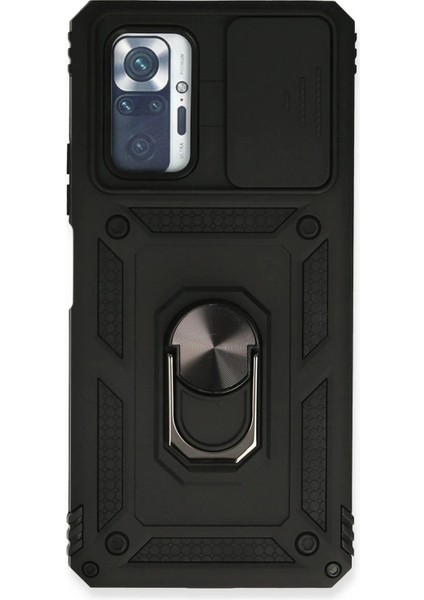 Xiaomi Redmi Note 10 Pro Kılıf Pars Lens Yüzüklü Silikon - Siyah